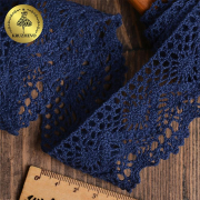 Кружево вязаное - темно-синий, 40 мм фото