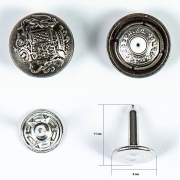 Пуговица джинсовая - герб, темное серебро фото