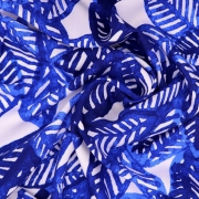 Штапель с рисунком - синие листья фото