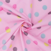 Ткань курточная - Dewspo - цветной горох. розовый фото