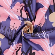 Ткань курточная - Dewspo - цветы на сиреневом фото