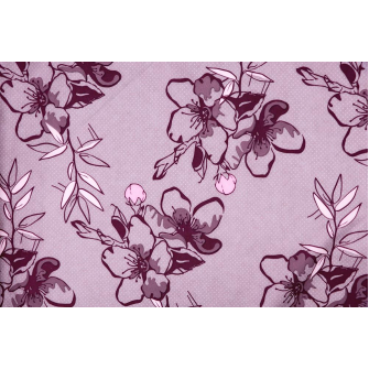 Ткань курточная - Dewspo - цветы, бордо - превью №2