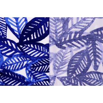 Штапель с рисунком - синие листья - превью №3