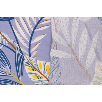 Штапель с рисунком - твил - листья на серо-голубом - превью №2