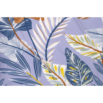 Штапель с рисунком - твил - листья на серо-голубом - превью №3