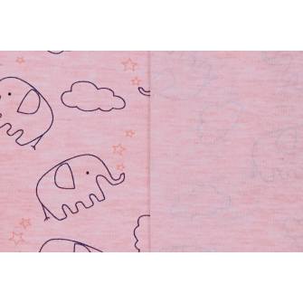 Интерлок с рисунком - слоники на розовом - превью №2