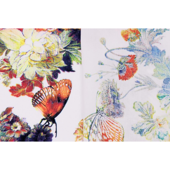 Штапель - бабочки на цветах на белом - превью №2