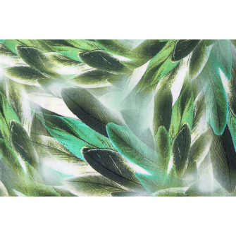 Поплин - 3D, зеленые листья - превью №3