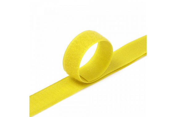 Контактная лента липучка - желтая фото