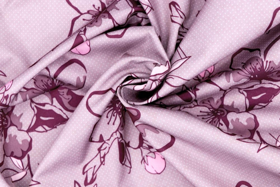 Ткань курточная - Dewspo - цветы, бордо фото