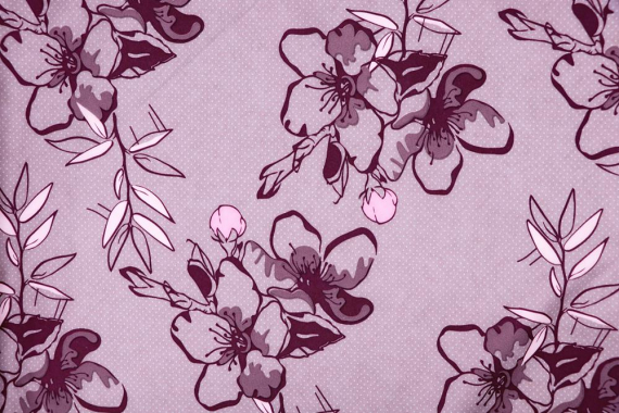 Ткань курточная - Dewspo - цветы, бордо - фото №2
