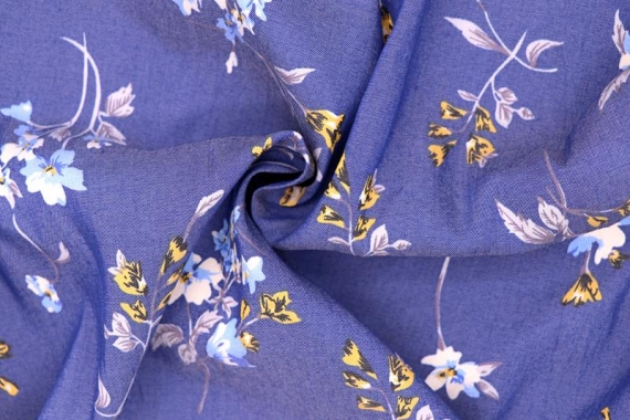Джинс с рисунком - синий, цветы фото