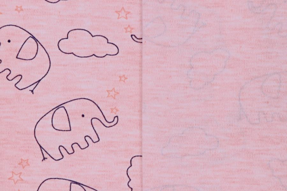 Интерлок с рисунком - слоники на розовом - фото №2
