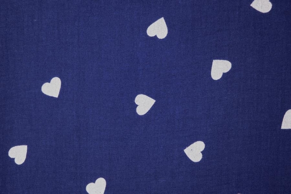 Муслин двухслойный - сердечки на синем - фото №3