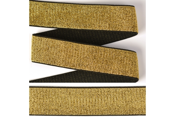 Резинка декоративная 30 мм, металлизированная - черный/золото фото