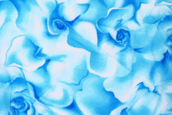 Штапель - голубые розы - фото №3