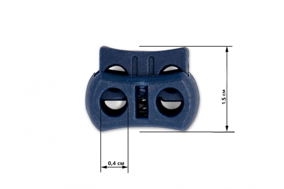 Фиксатор для шнура, 2 отверстия, пластик - синий фото