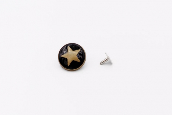 Пуговица джинсовая - звезда, черная эмаль, латунь фото