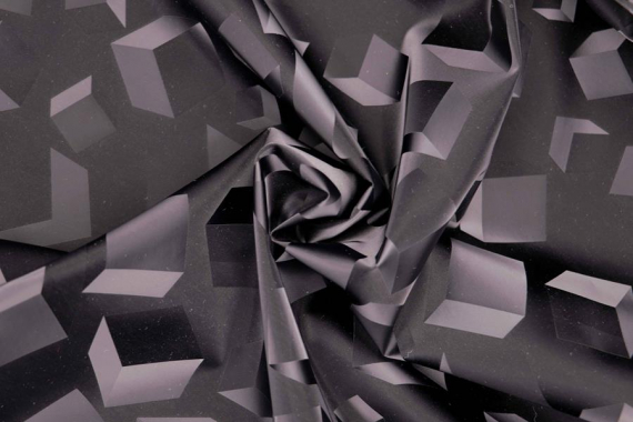 Ткань курточная - Dewspo - 3D куб, черный фото