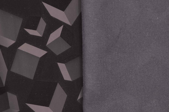 Ткань курточная - Dewspo - 3D куб, черный - фото №2