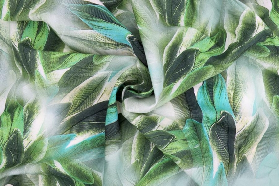 Поплин - 3D, зеленые листья фото