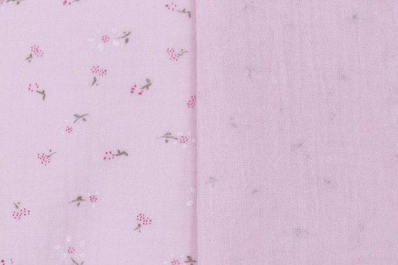 Муслин - цветы на розовом - фото №2