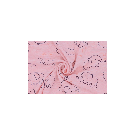 Превью Интерлок с рисунком - слоники на розовом