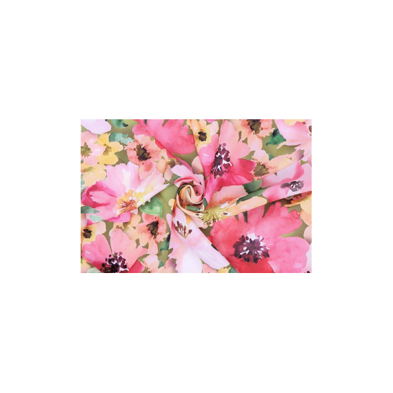 Превью Поплин - 3D, розовые цветы